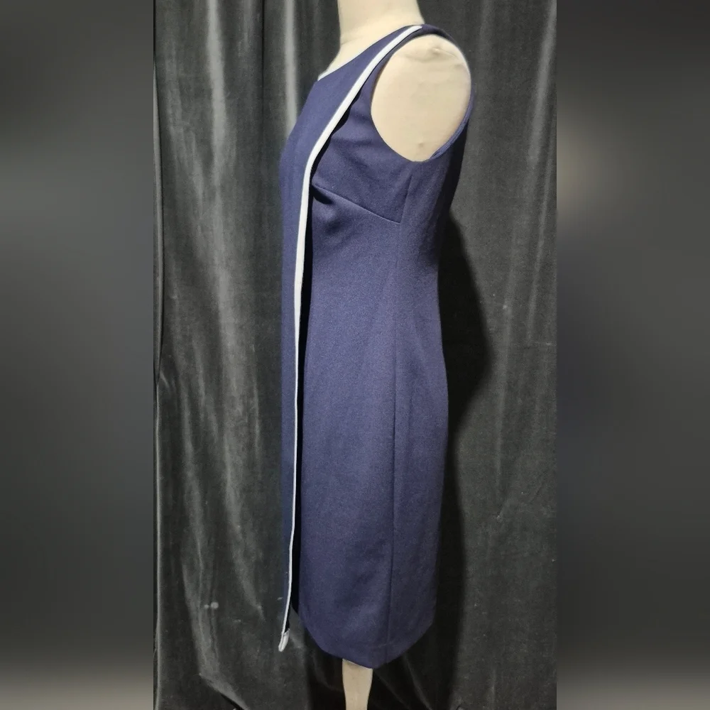 Calvin Klein Navy Blue Mini Dress with White Trim